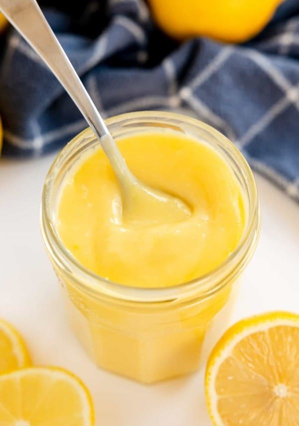 homemade lemon curd in a jar.