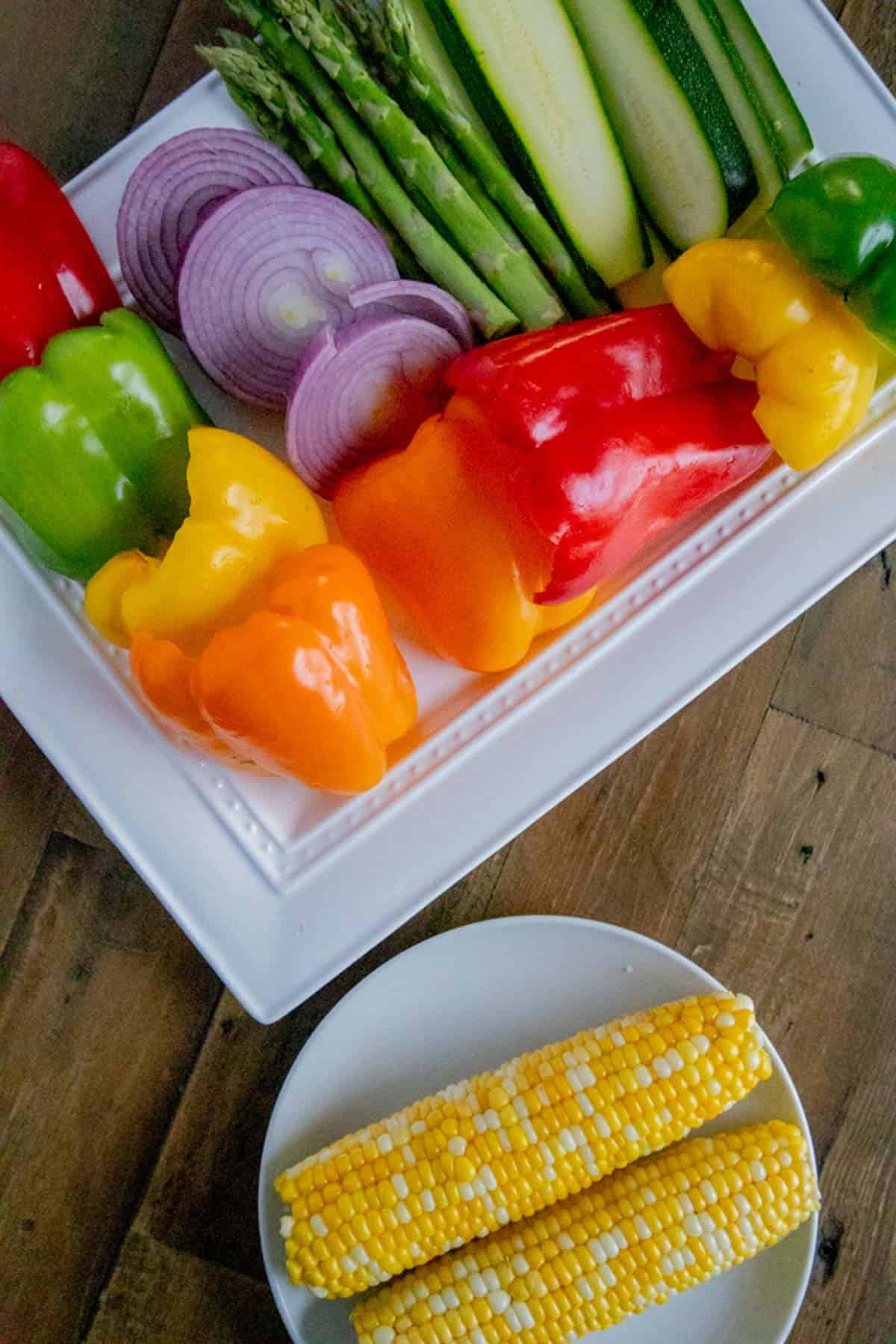 chopped vegetables ready for the grill.