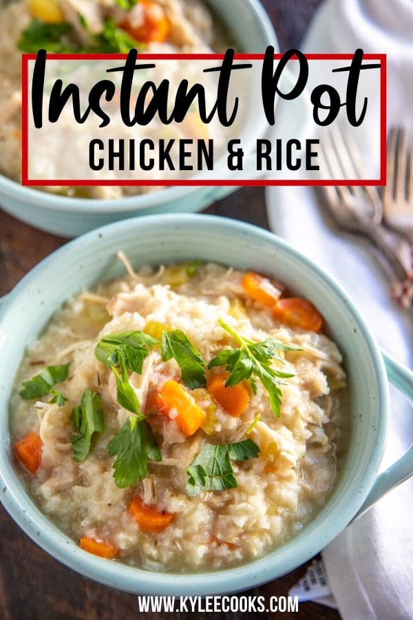 instant pot chicken and rice pin with text overalay