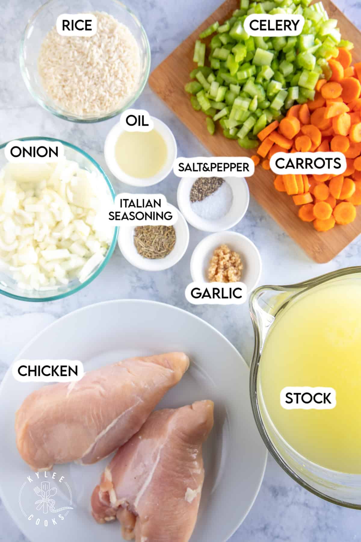 ingredients for chicken & rice