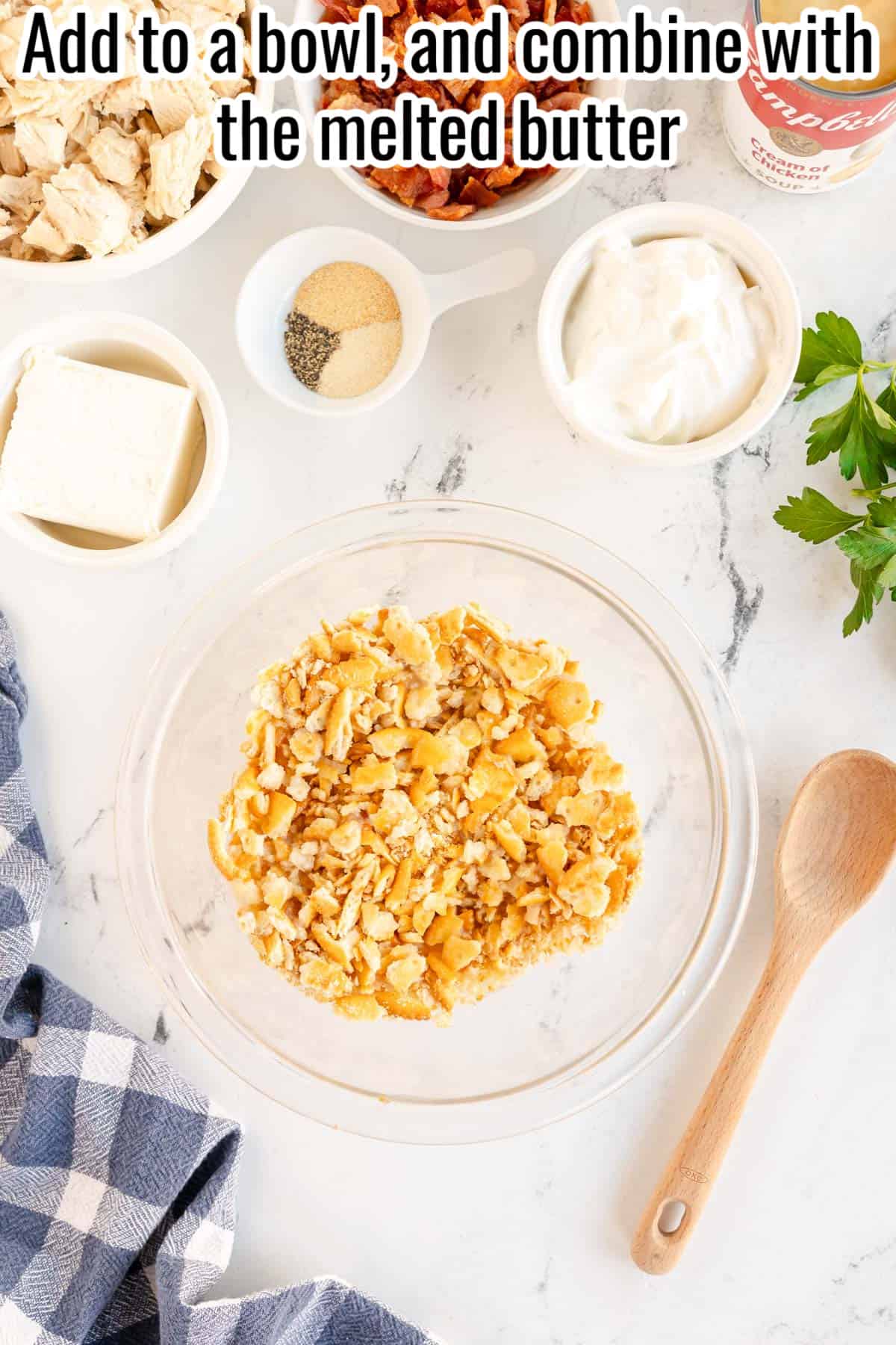 crushed crackers in a bowl.