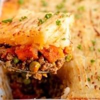 shepherd's pie being scooped out with a spoon