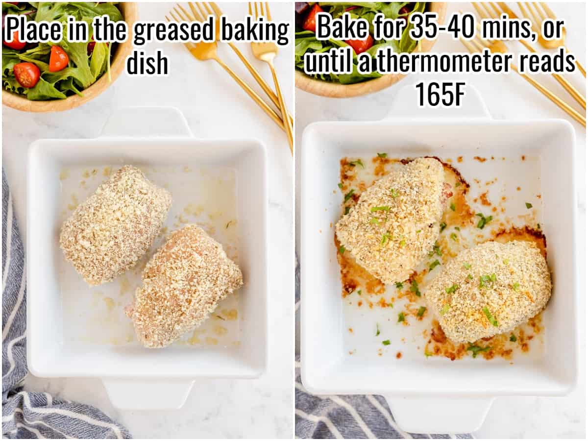 process for making chicken cordon bleu. unbaked and baked chicken cordon bleu parcels.