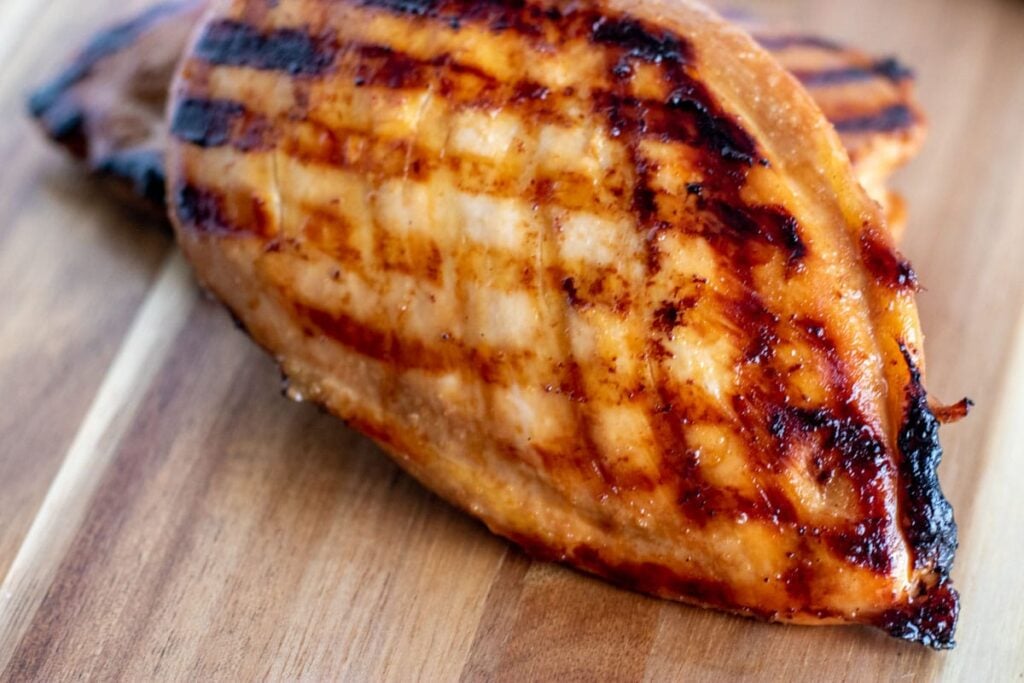 close up shot of freshly grilled chicken