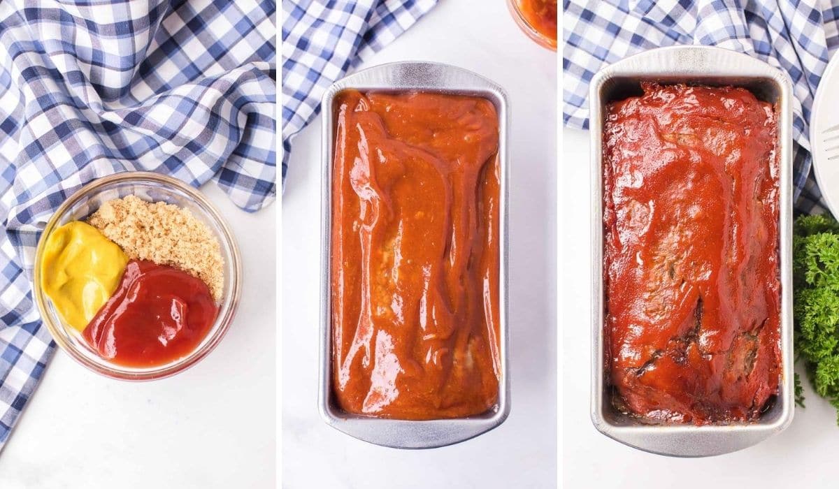 making the topping for meatloaf and baking