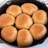 whole wheat rolls in a skillet